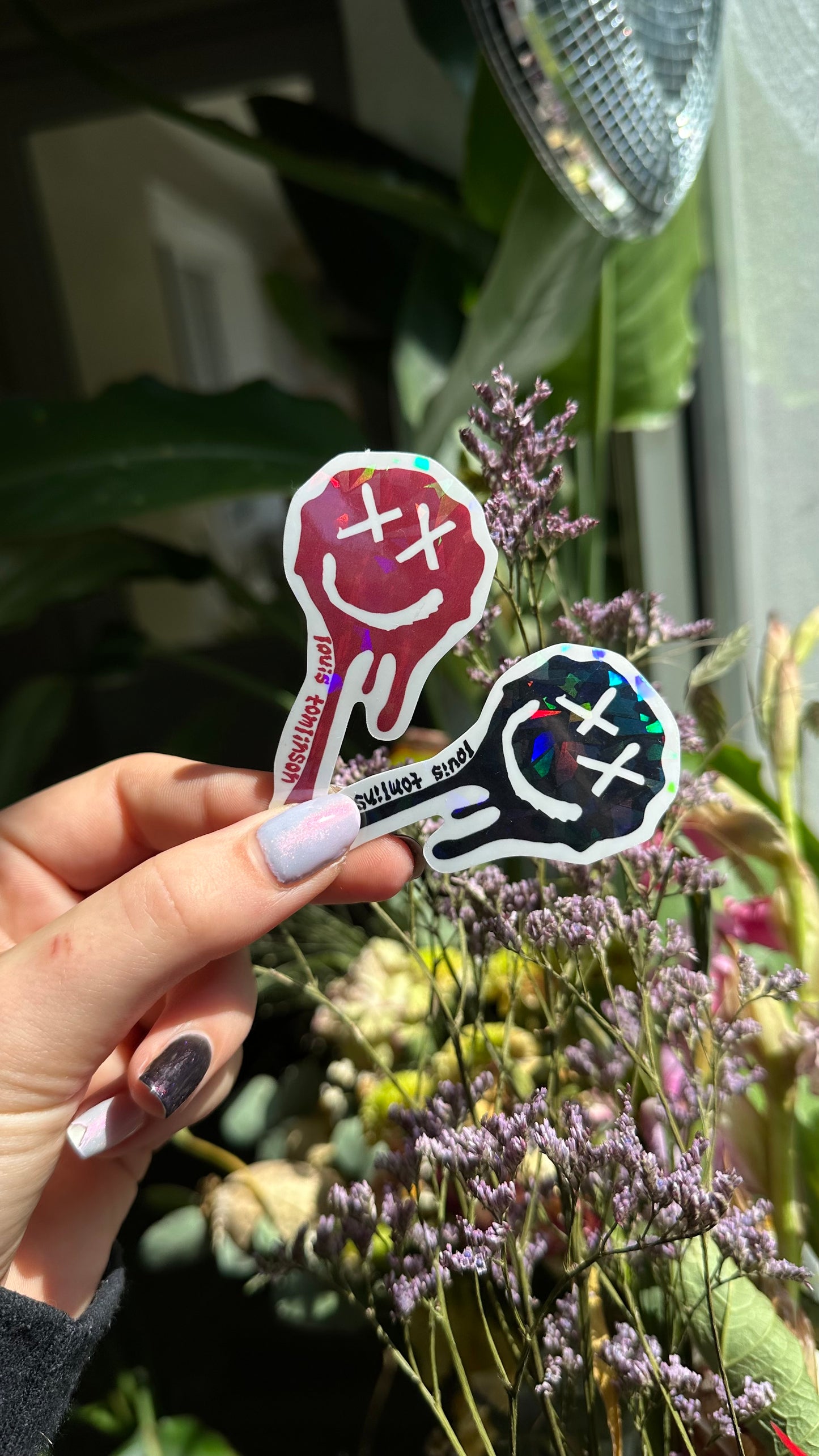 silver Chrome Smiley drip Sticker