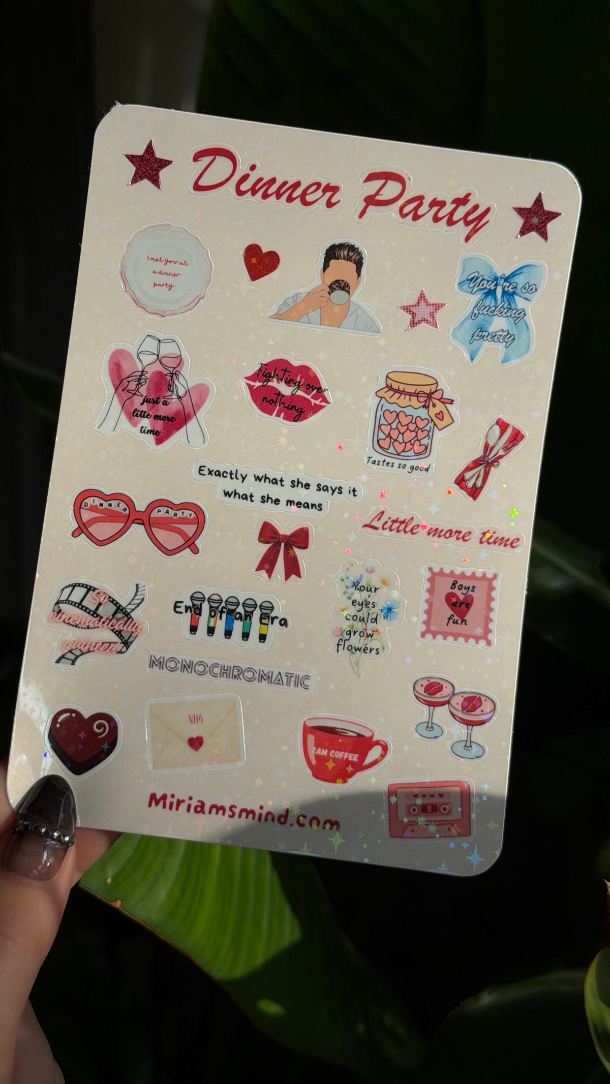 Dinner party glitter sticker sheet