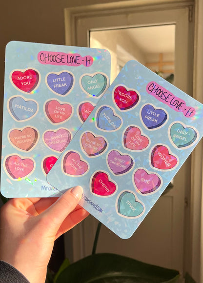 Choose Love glitter sticker sheet