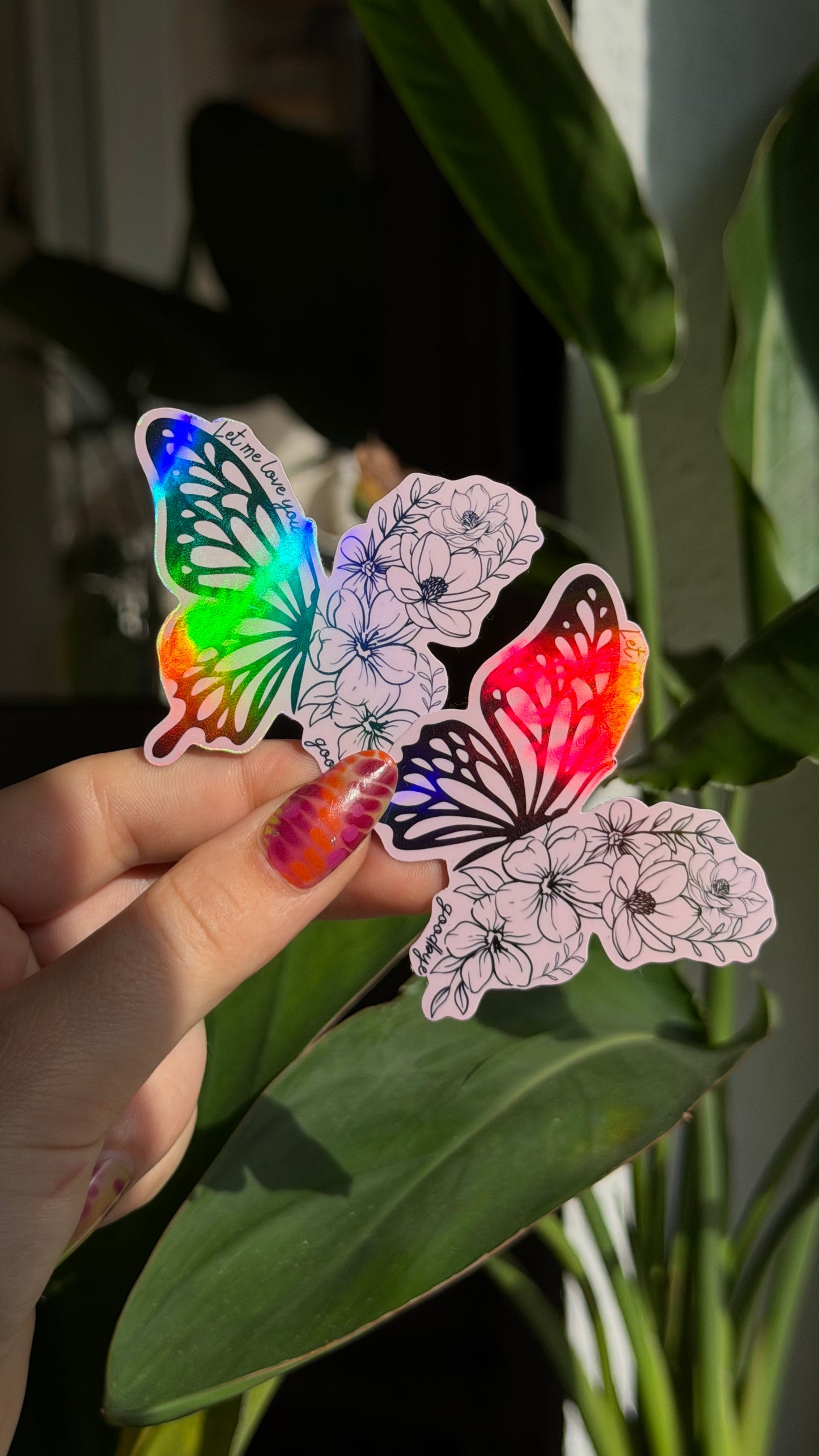 Goodbye butterfly holo sticker