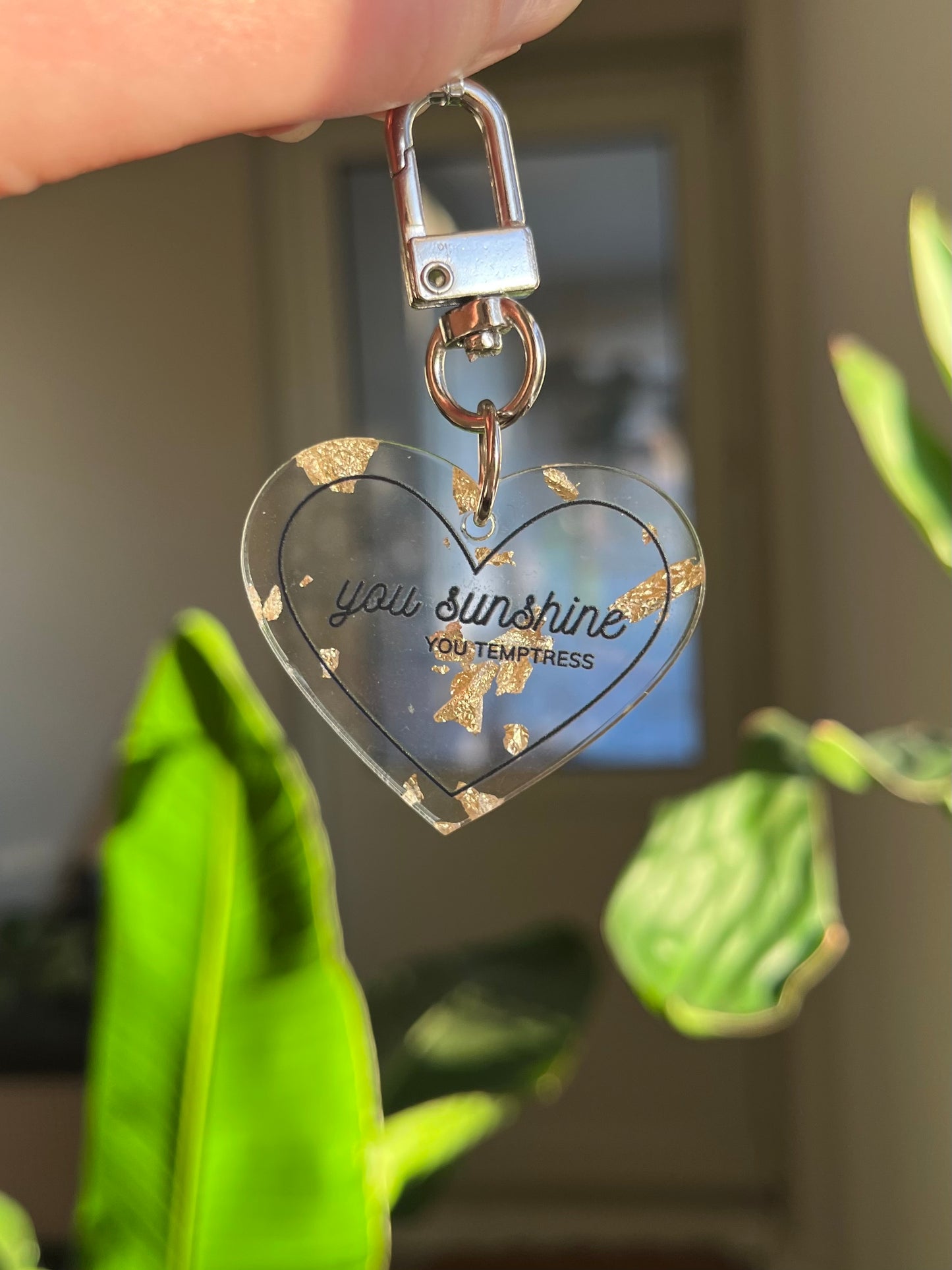 Golden acrylic Heart Keychains