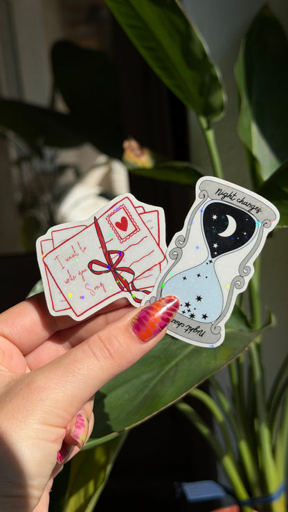 Love letter/ hourglass glitter stickers