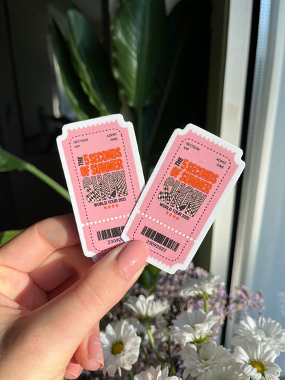 Waterproof 5sos Show Tour Ticket Sticker