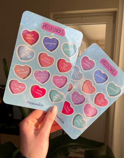 Hello lovers glitter sticker sheet