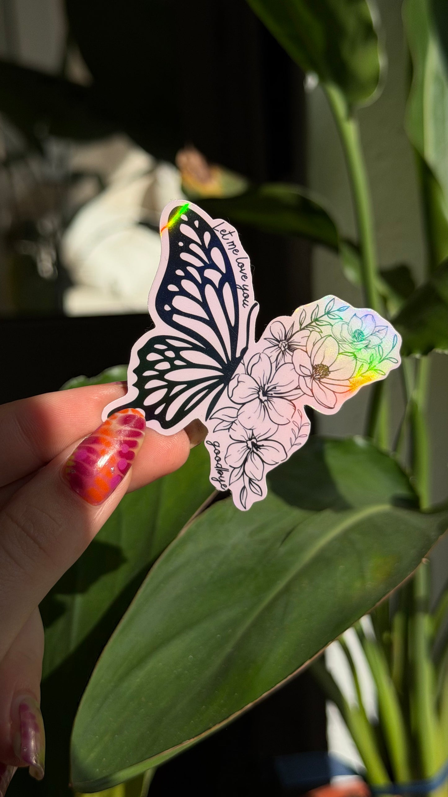 Goodbye butterfly holo sticker