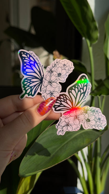 Goodbye butterfly holo sticker