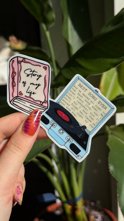 Book/ record player waterproof stickers