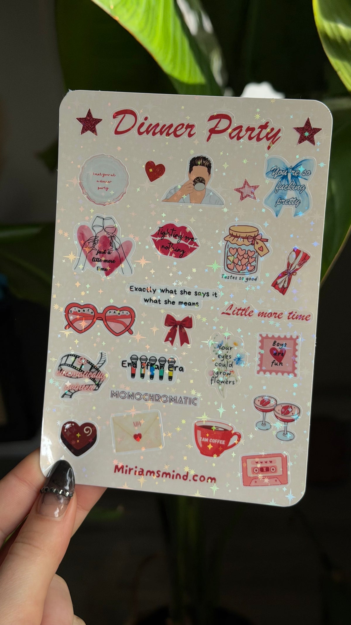 Dinner party glitter sticker sheet