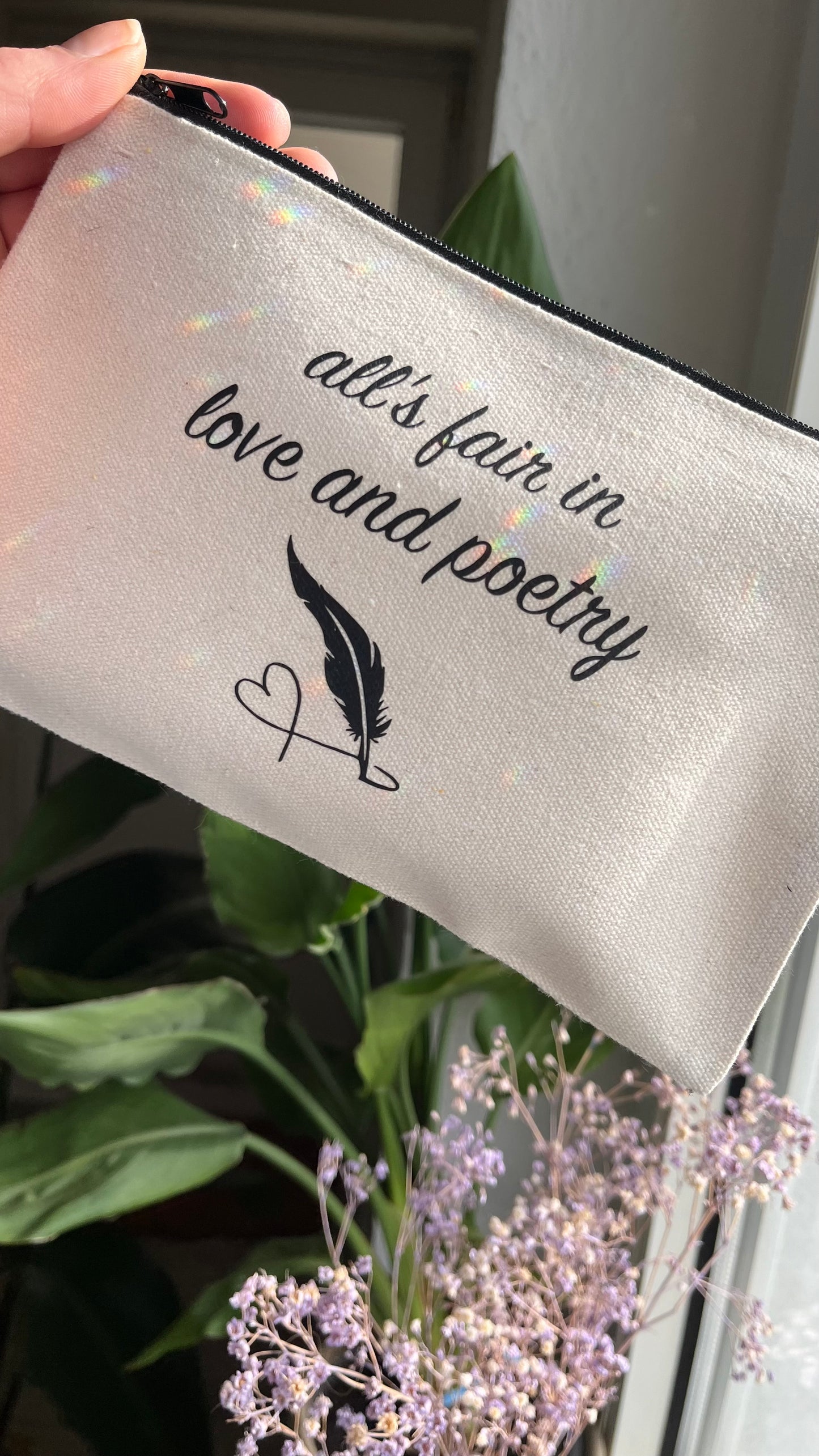 Love and poetry makeup bag