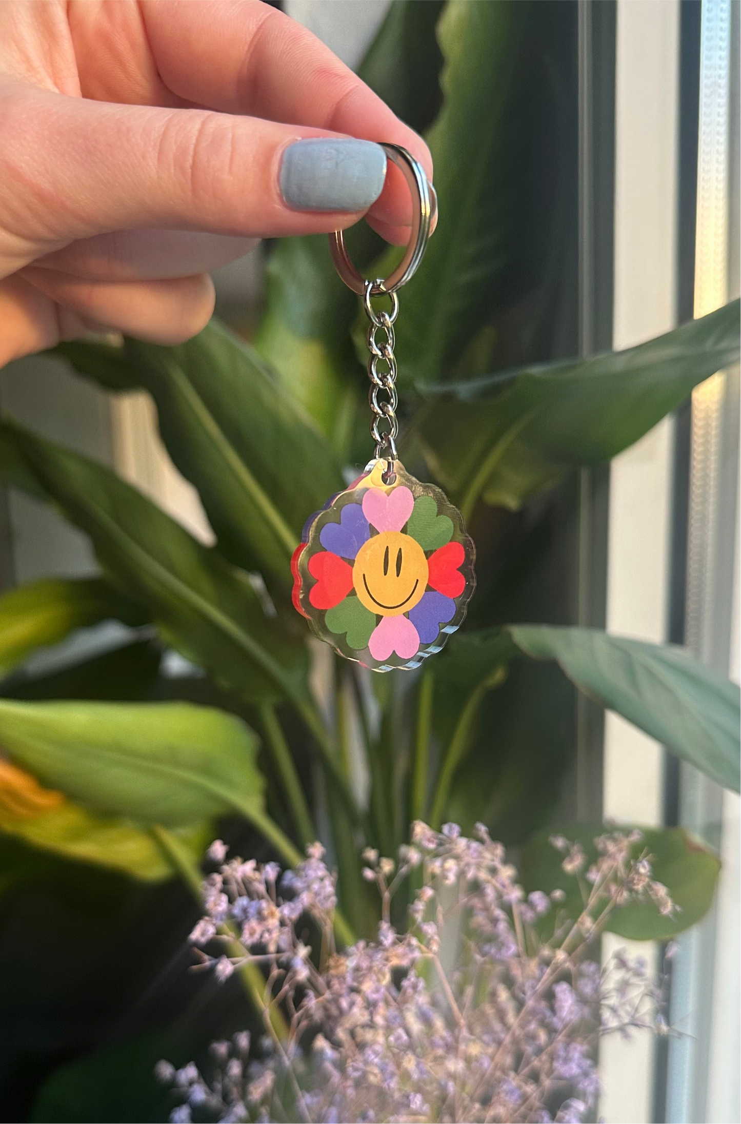 Hello lovers flower keychain