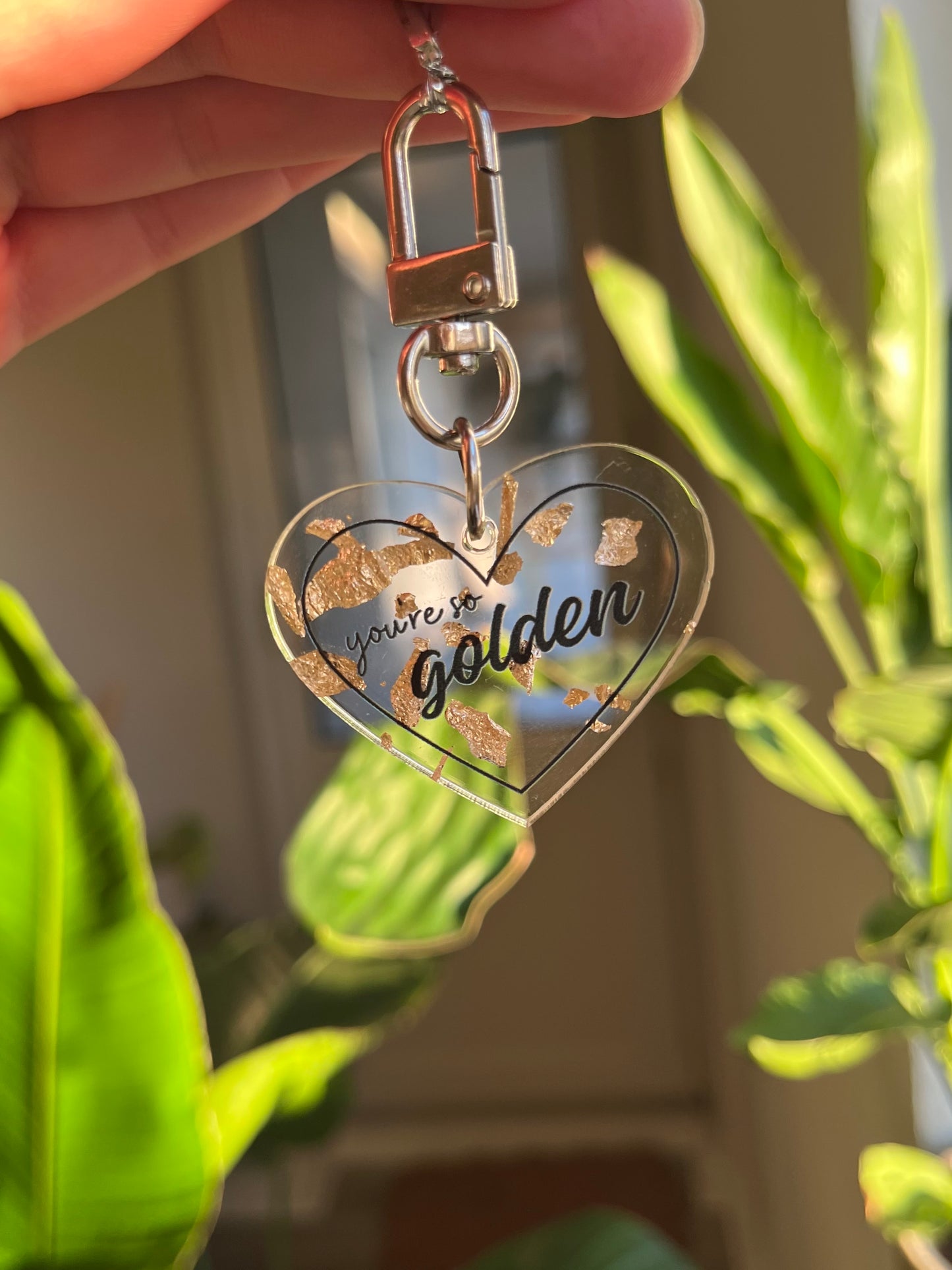 Golden acrylic Heart Keychains