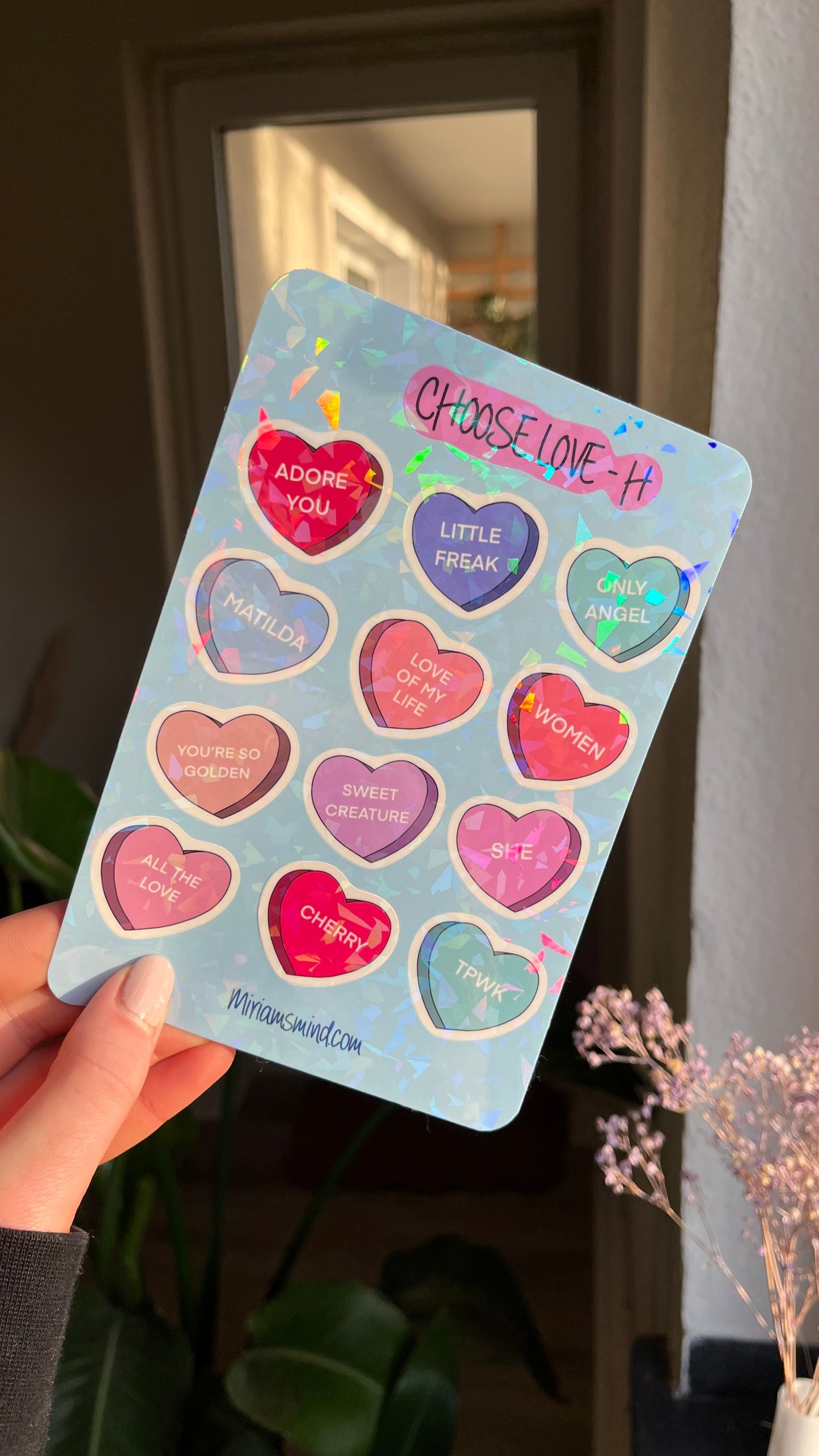 Choose Love glitter sticker sheet