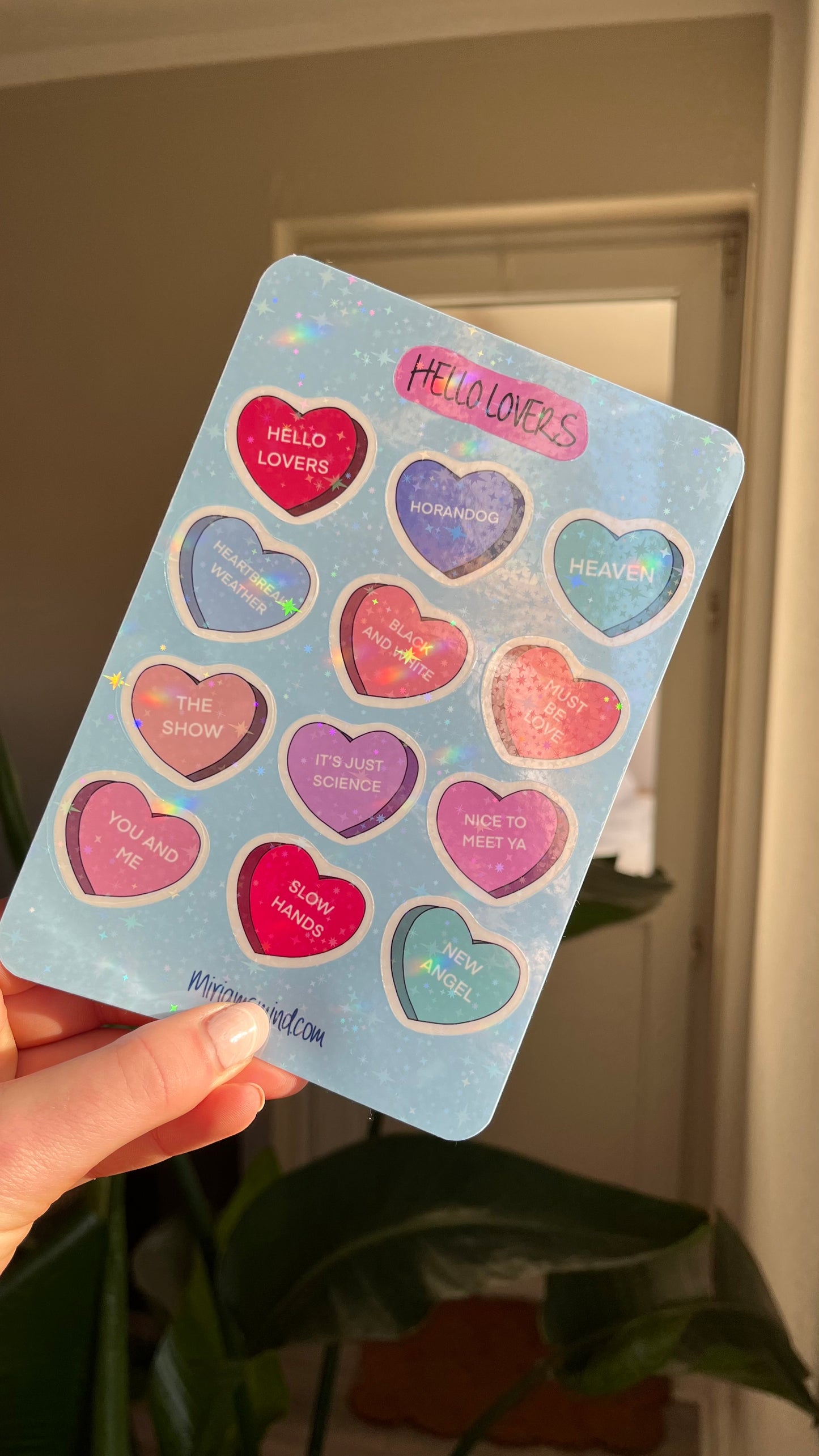 Hello lovers glitter sticker sheet