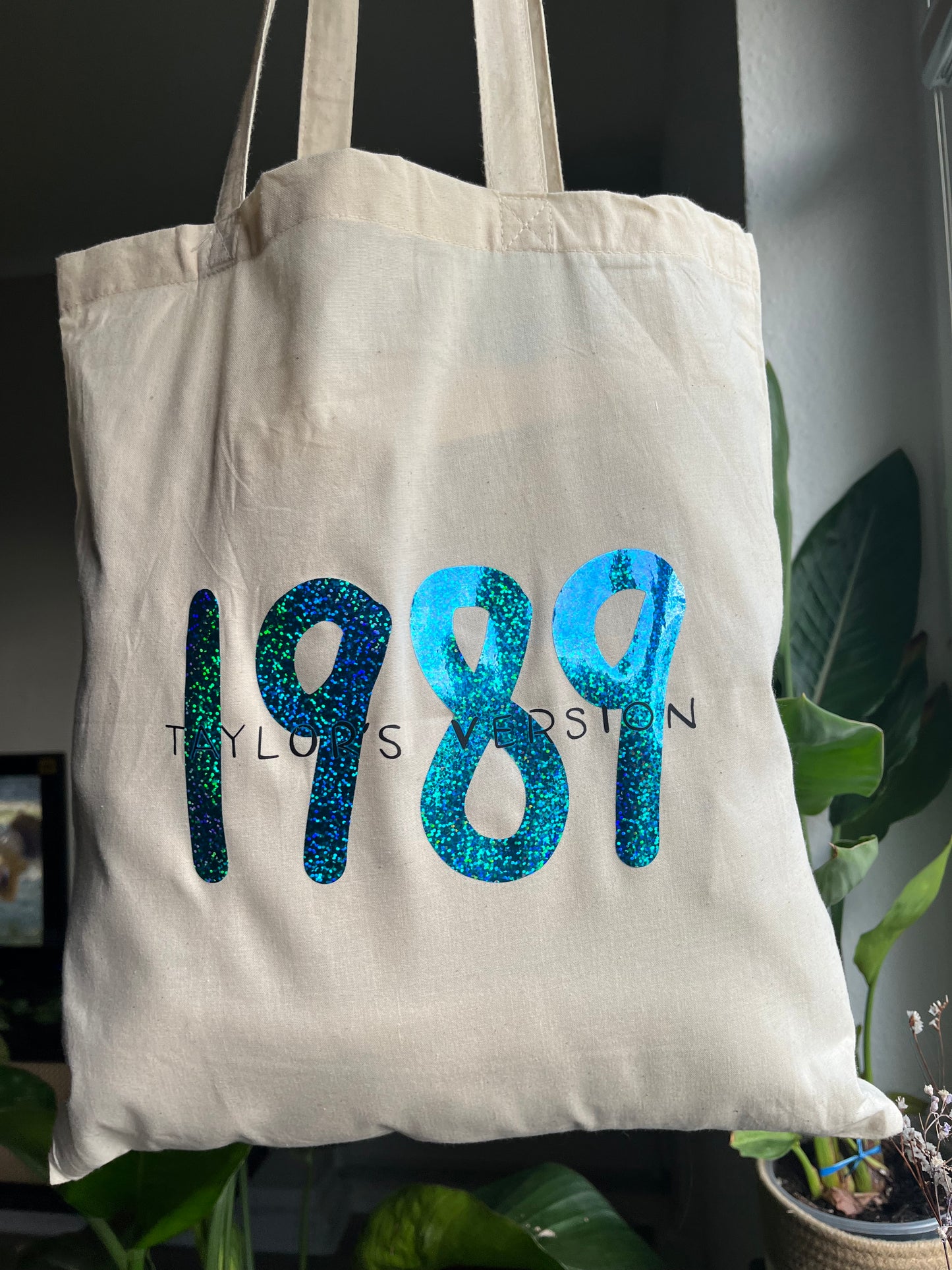 1989 TV glitter tote bag