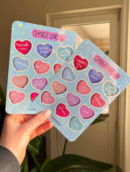 Choose Love glitter sticker sheet