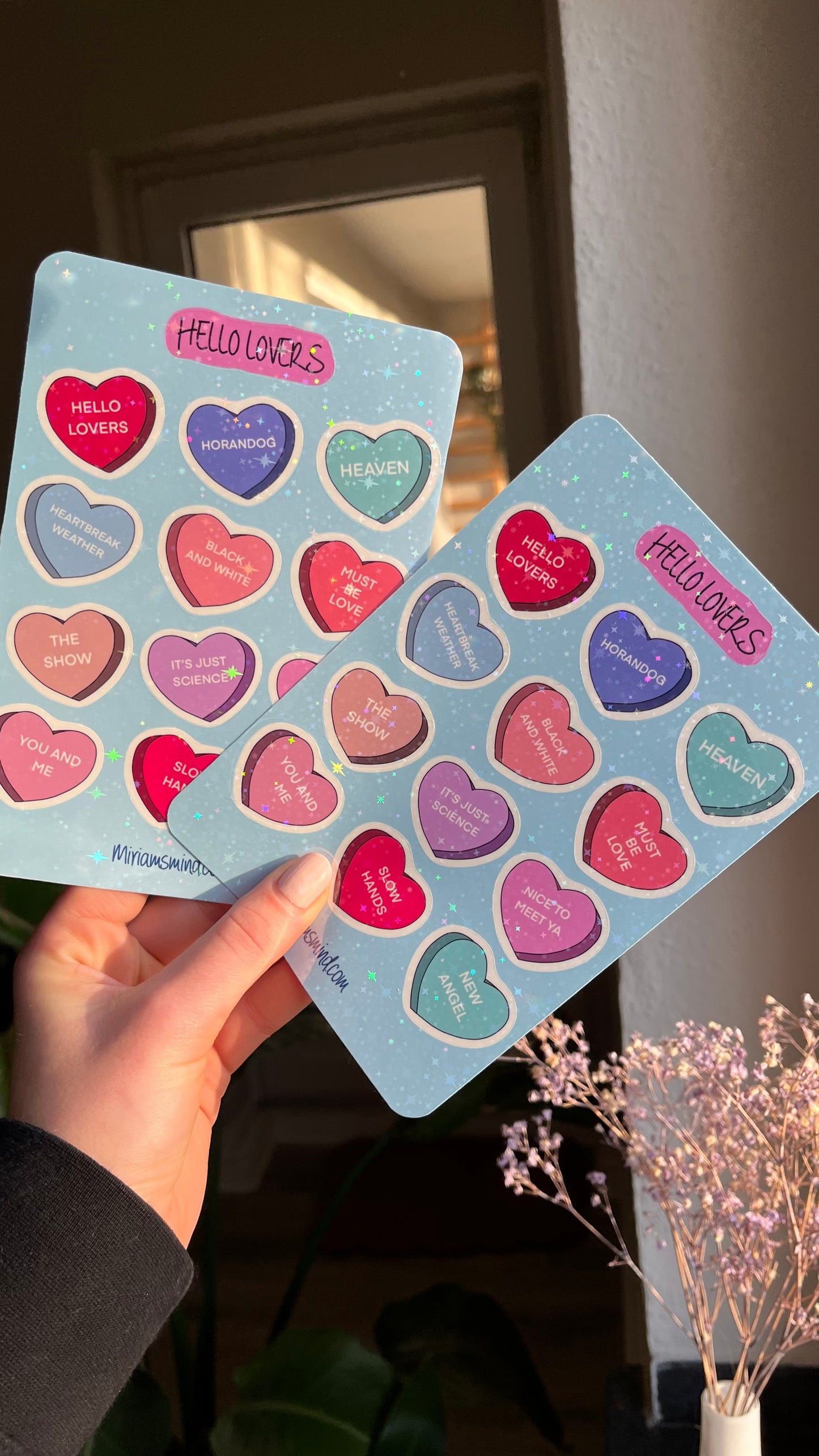 Hello lovers glitter sticker sheet