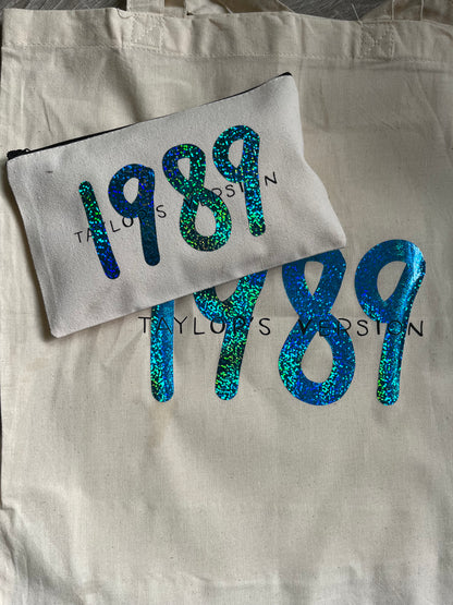 1989 TV glitter tote bag