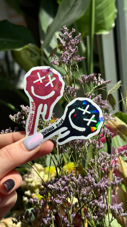 silver Chrome Smiley drip Sticker