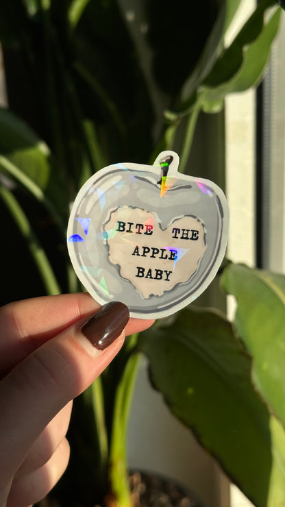 Bite the apple glitter sticker