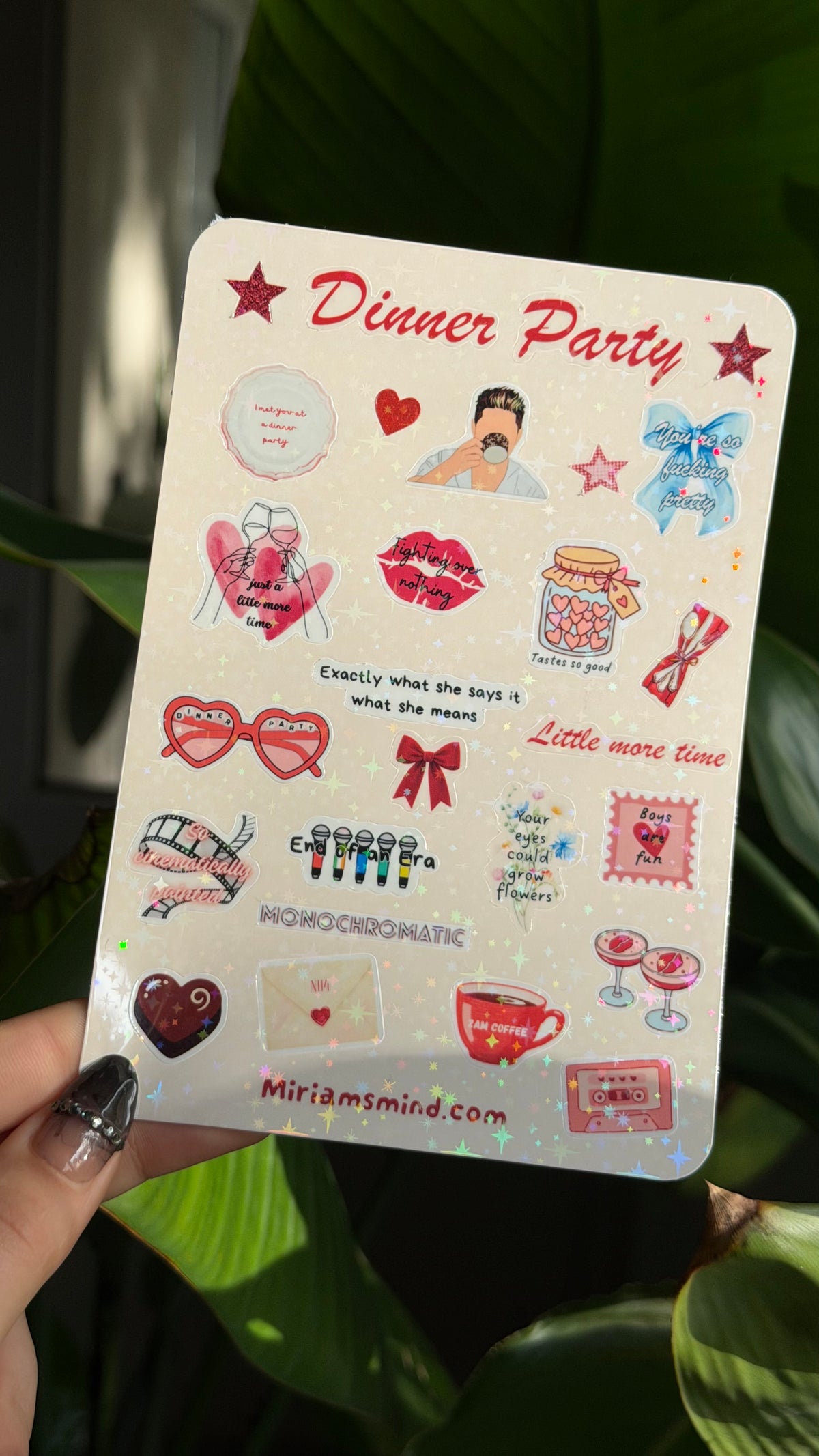 Dinner party glitter sticker sheet