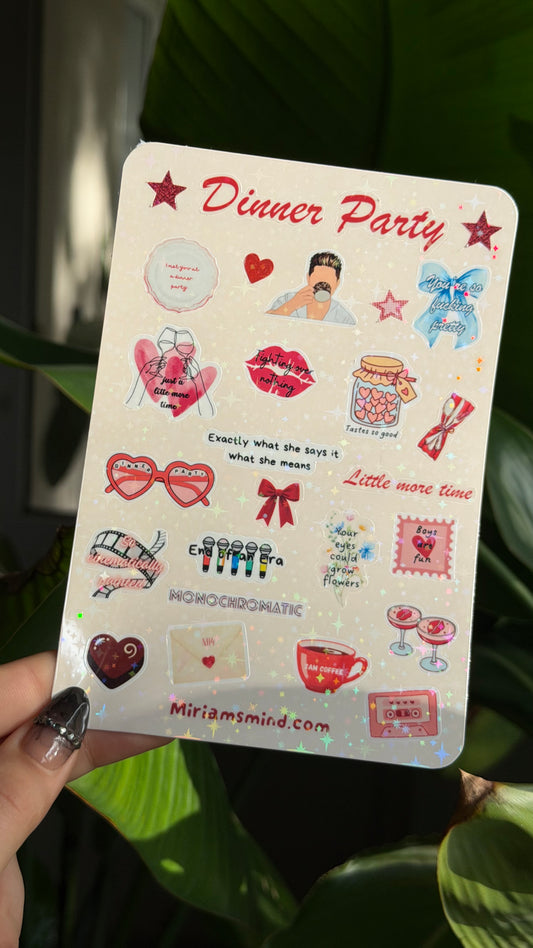 Dinner party glitter sticker sheet