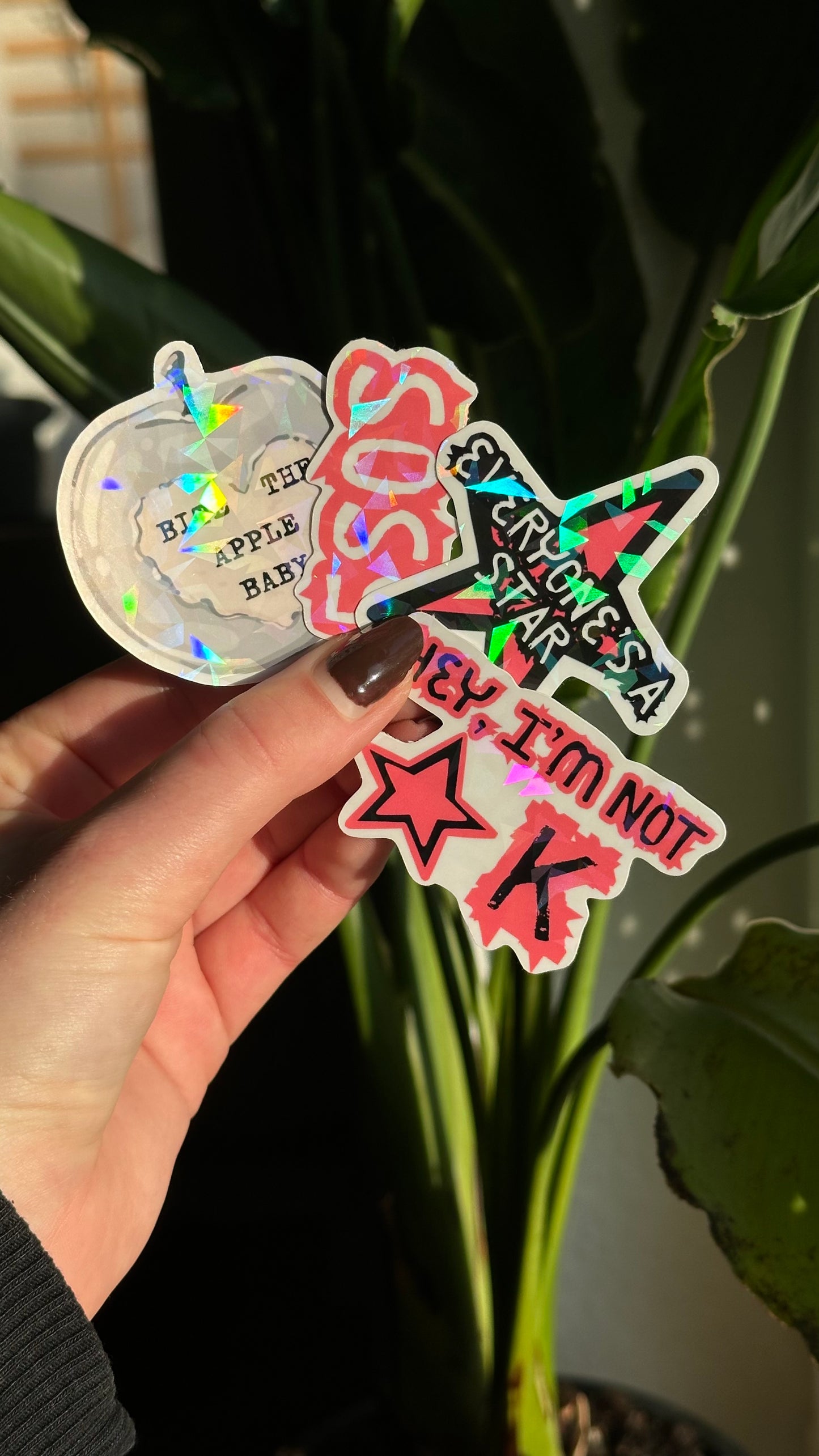 Bite the apple glitter sticker