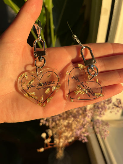 Golden acrylic Heart Keychains