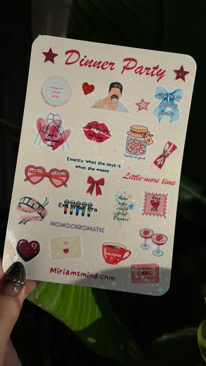 Dinner party glitter sticker sheet
