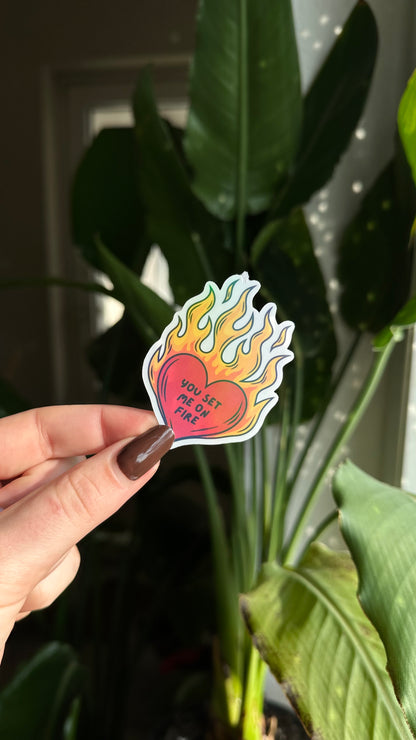 On fire holographic sticker