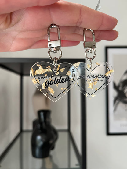 Golden acrylic Heart Keychains