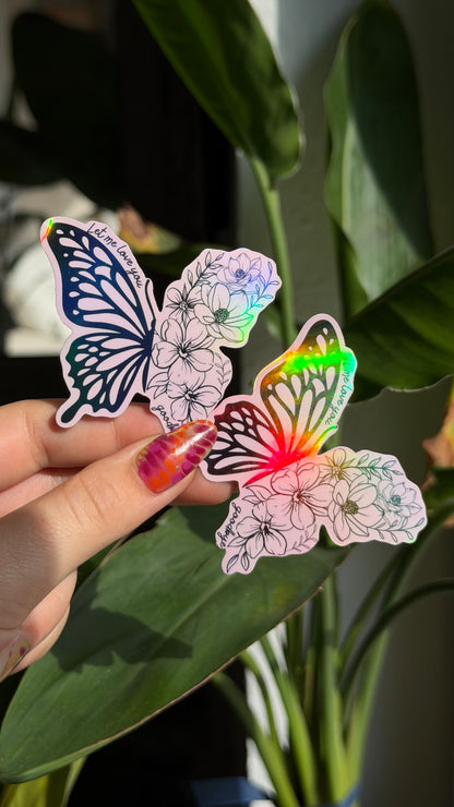 Goodbye butterfly holo sticker