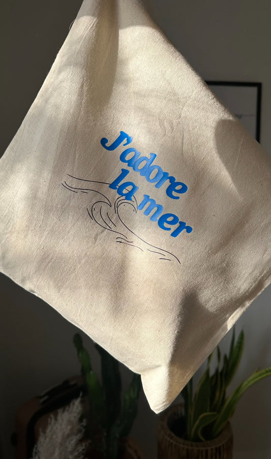 Jadore la mer tote bag
