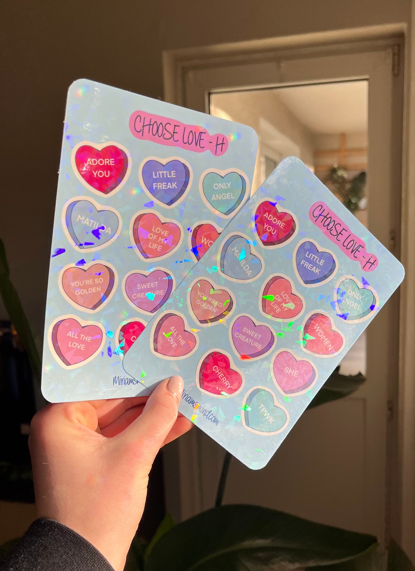 Choose Love glitter sticker sheet