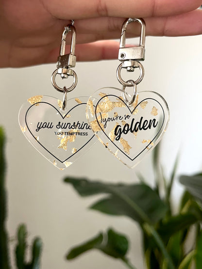 Golden acrylic Heart Keychains