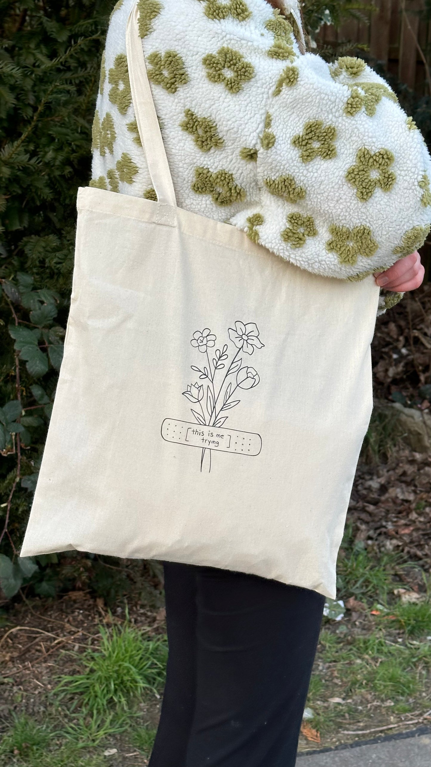 This is me trying flowers Tote bag