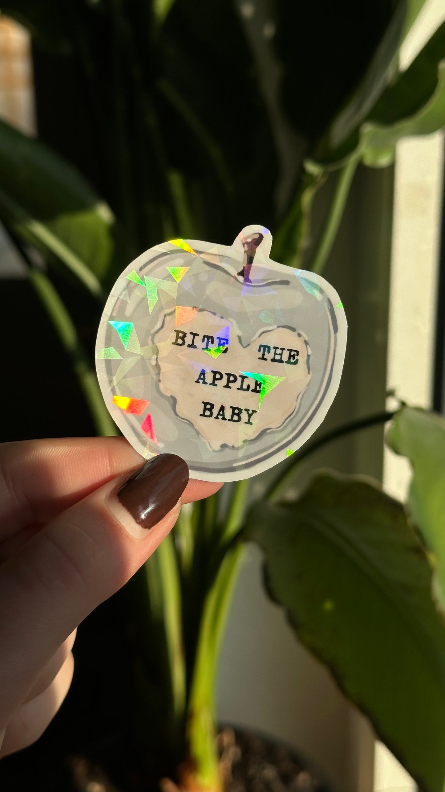 Bite the apple glitter sticker