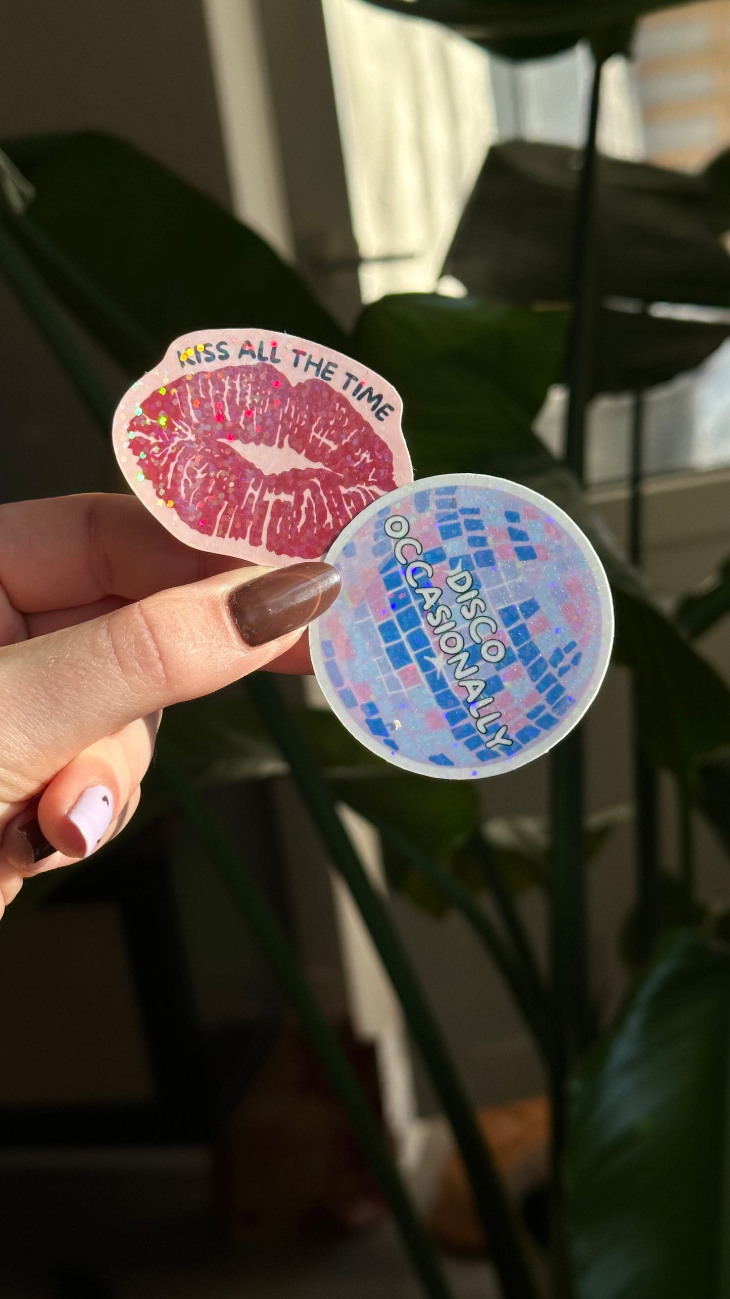 Disco & Kiss glitter stickers