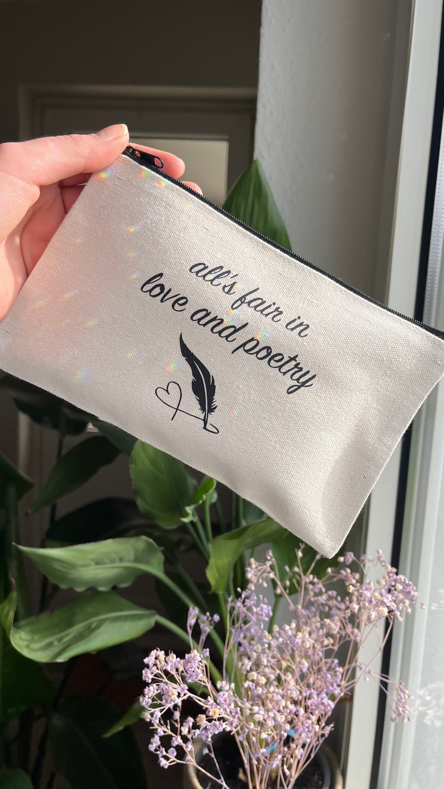 Love and poetry makeup bag