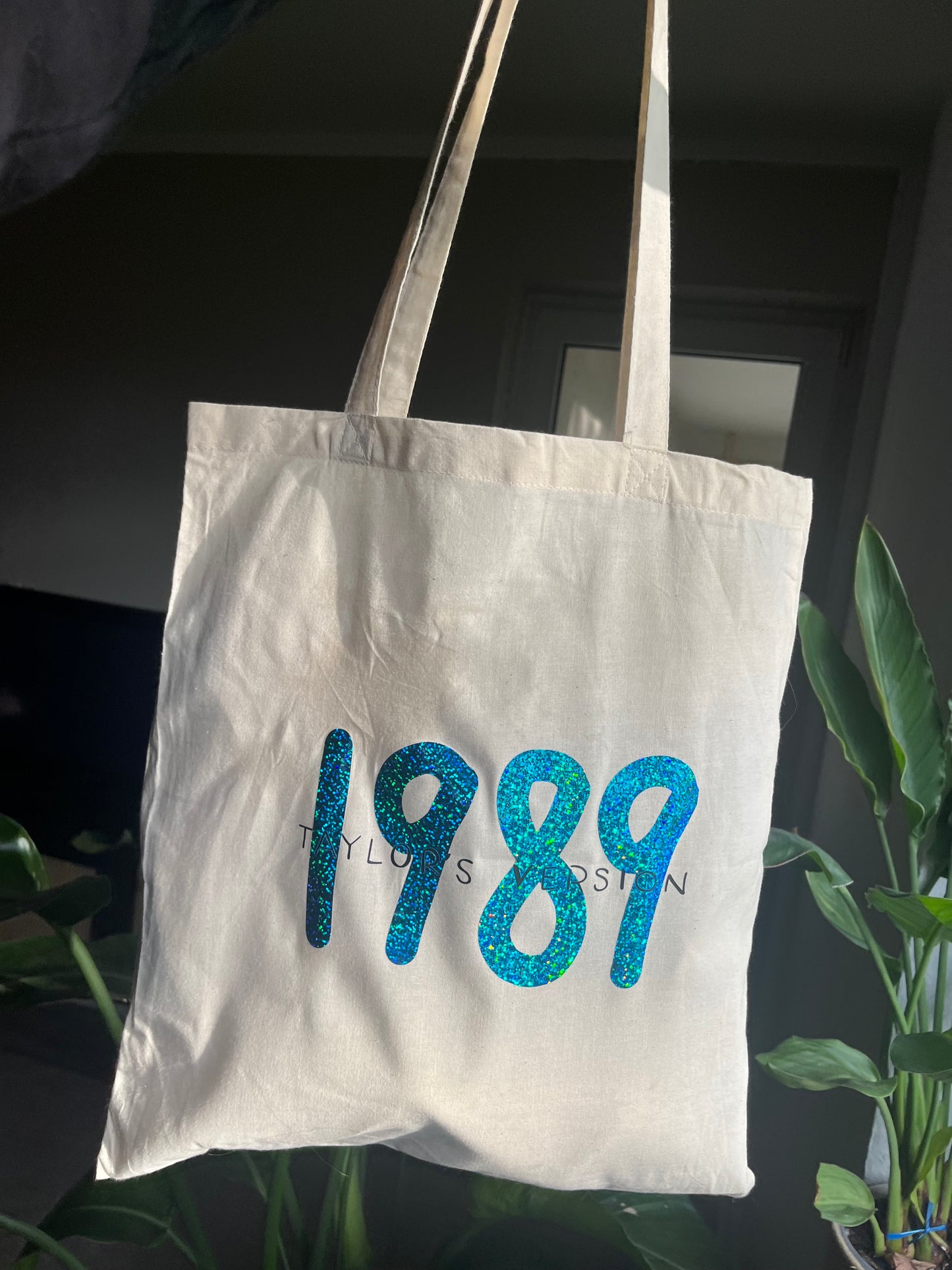 1989 TV glitter tote bag