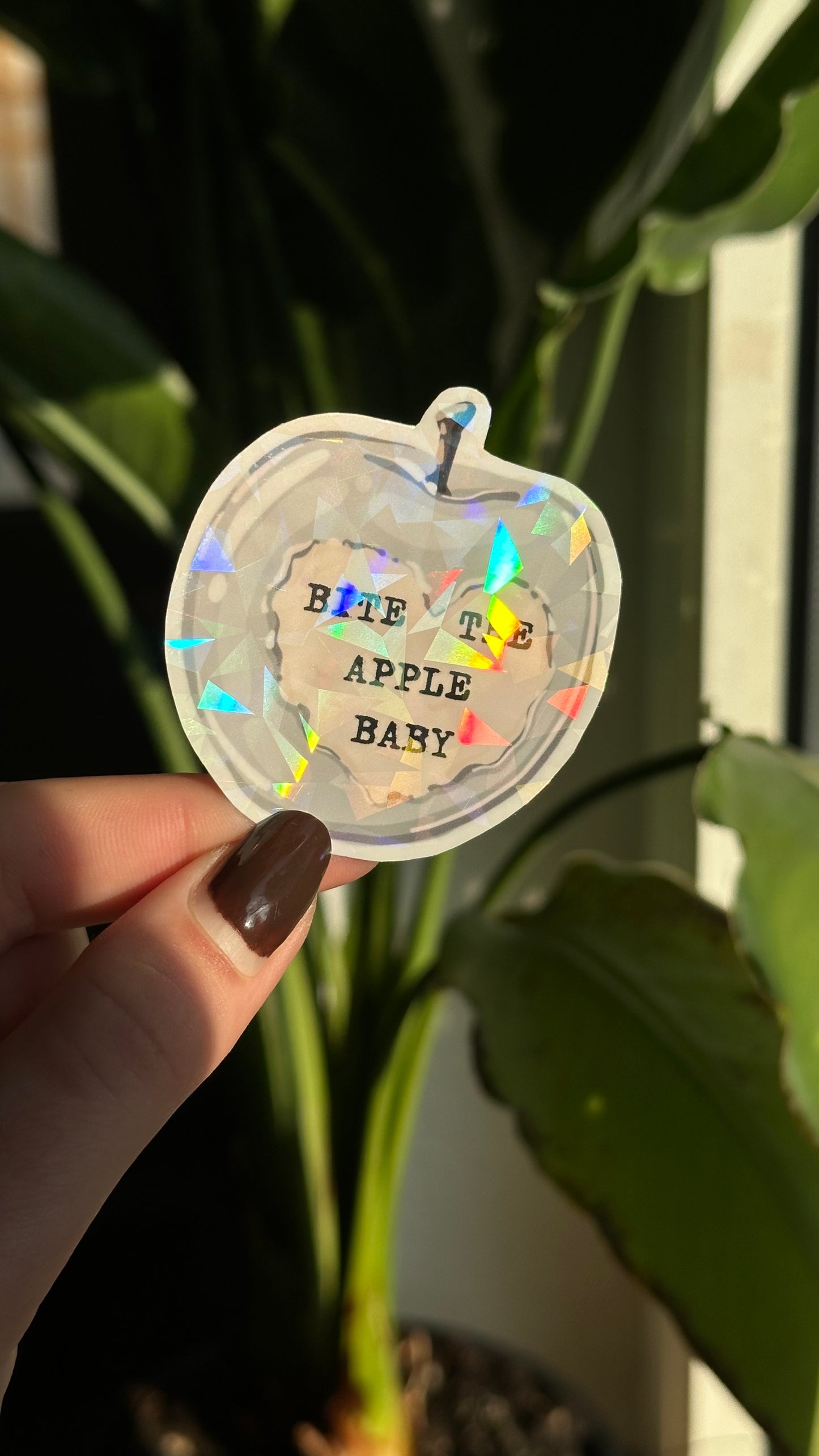 Bite the apple glitter sticker