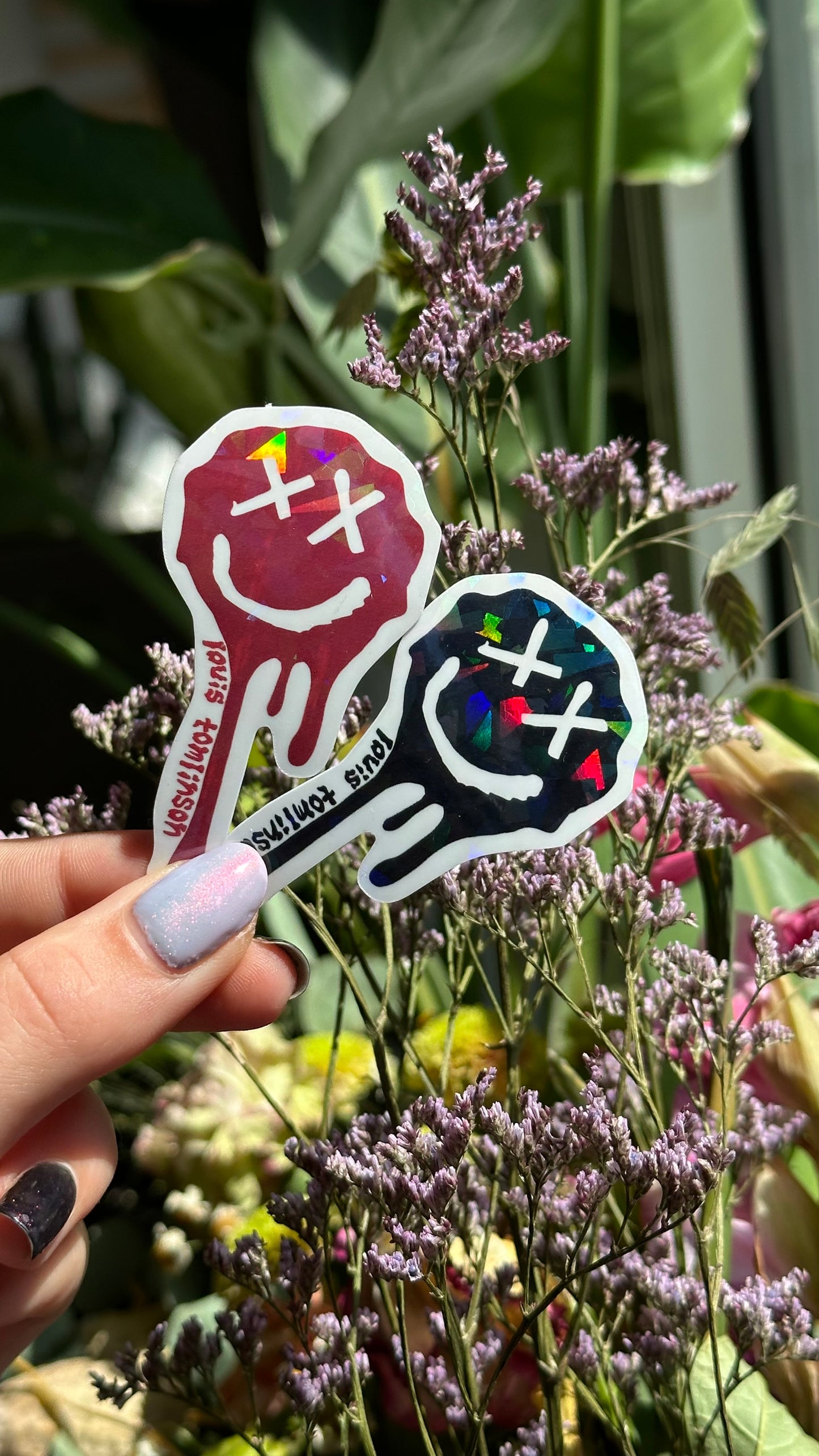 silver Chrome Smiley drip Sticker