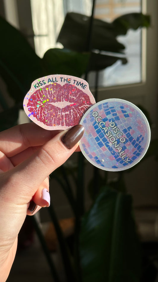 Disco & Kiss glitter stickers
