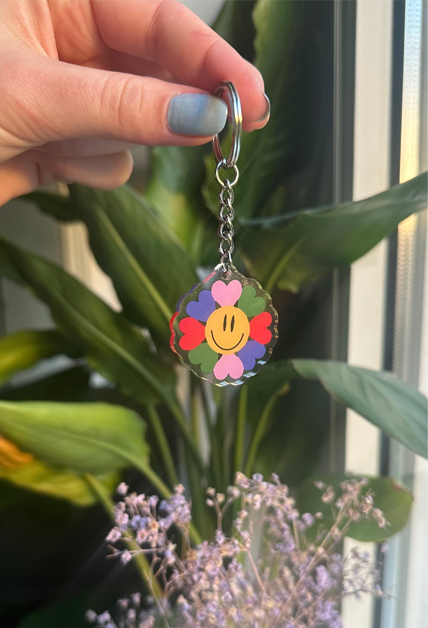 Hello lovers flower keychain