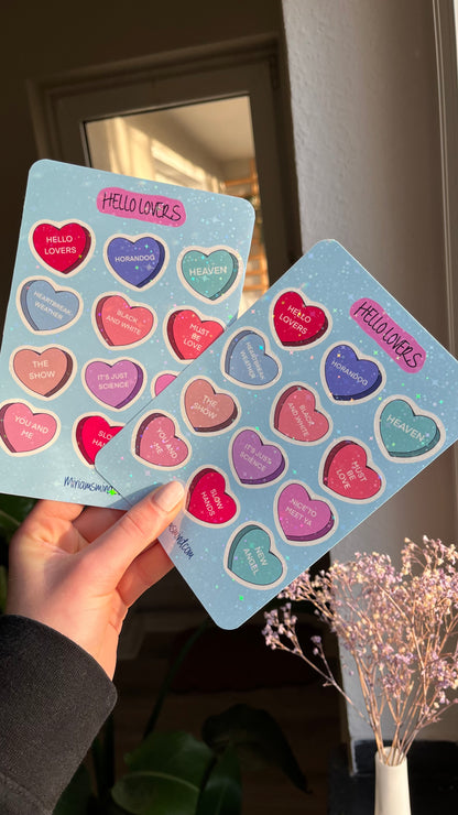 Hello lovers glitter sticker sheet