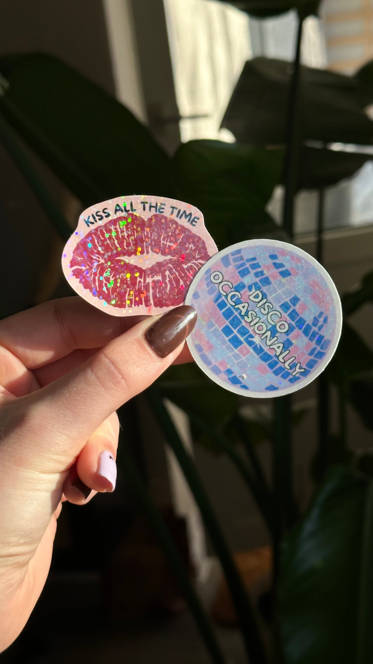 Disco & Kiss glitter stickers