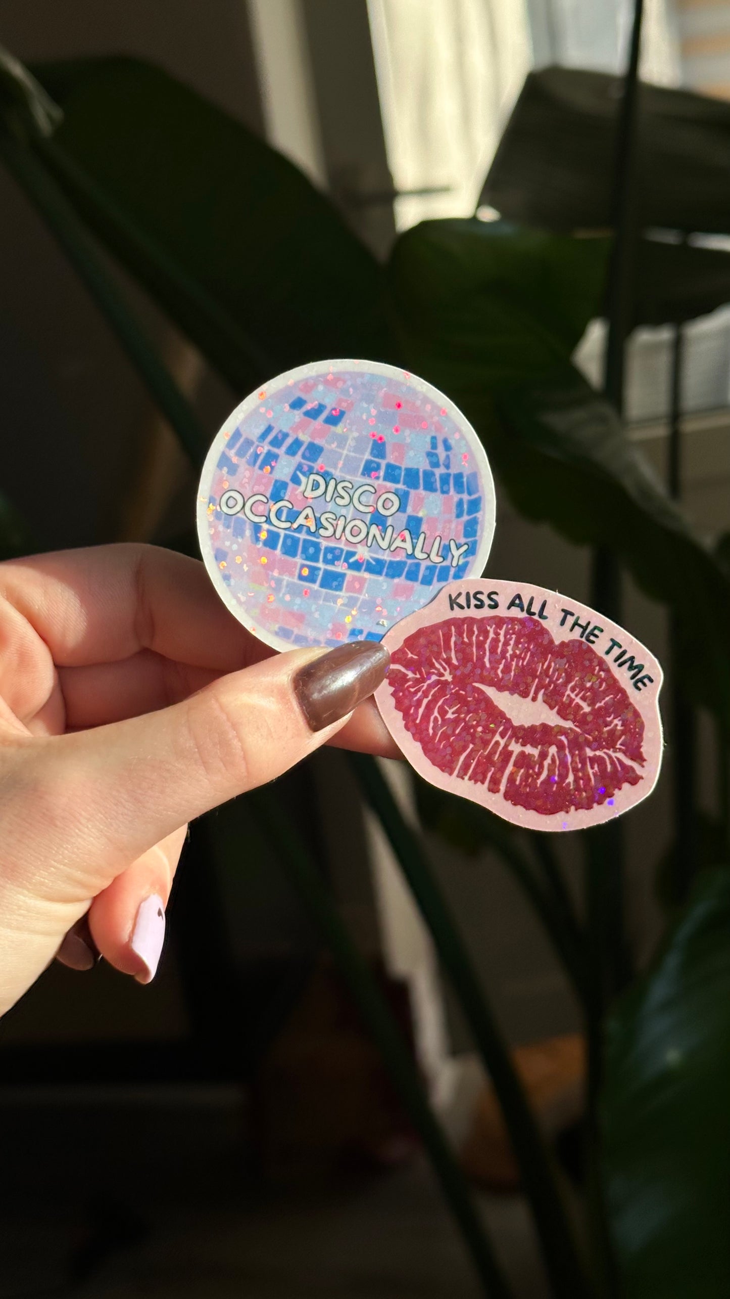 Disco & Kiss glitter stickers
