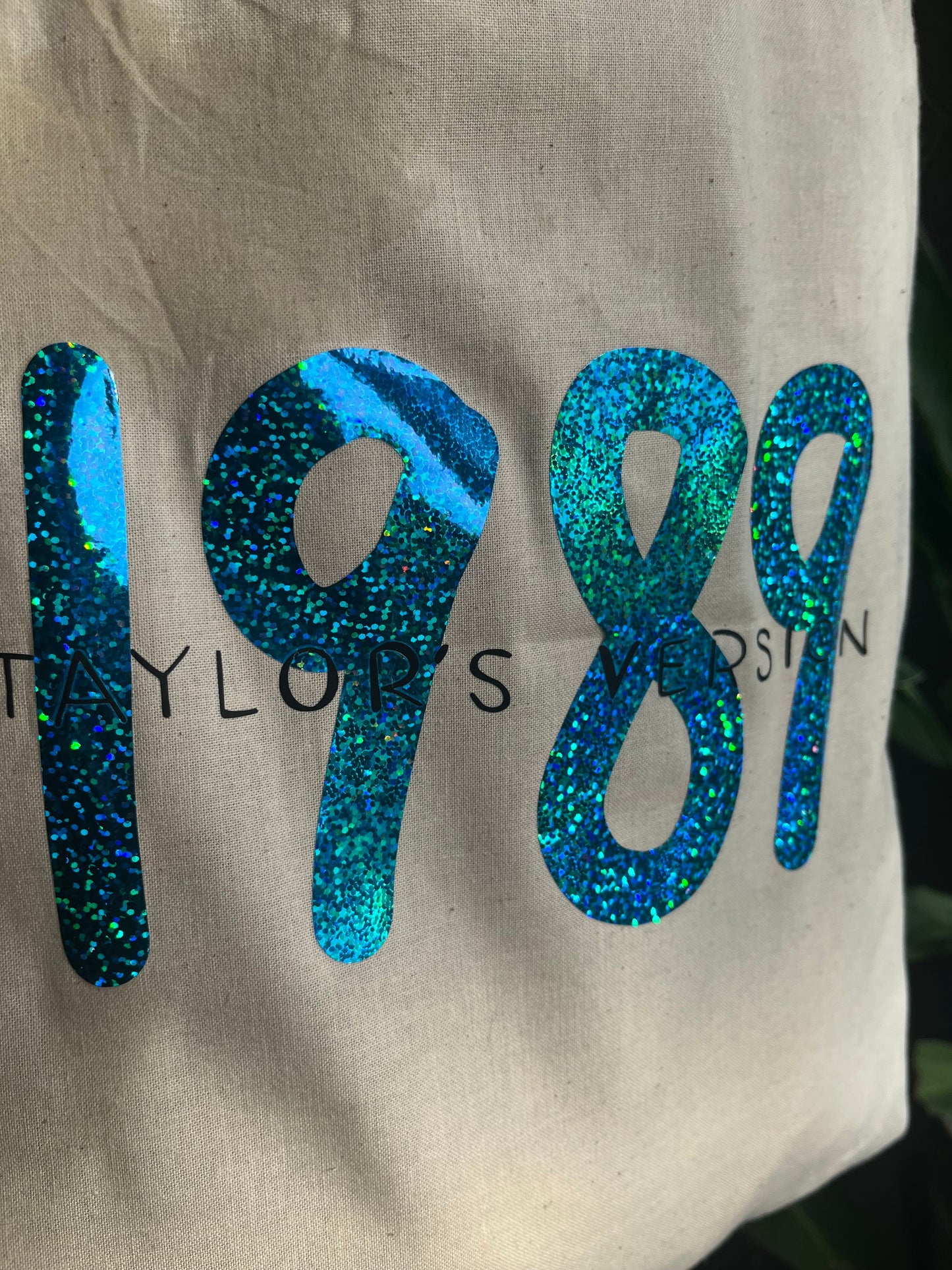 1989 TV glitter tote bag