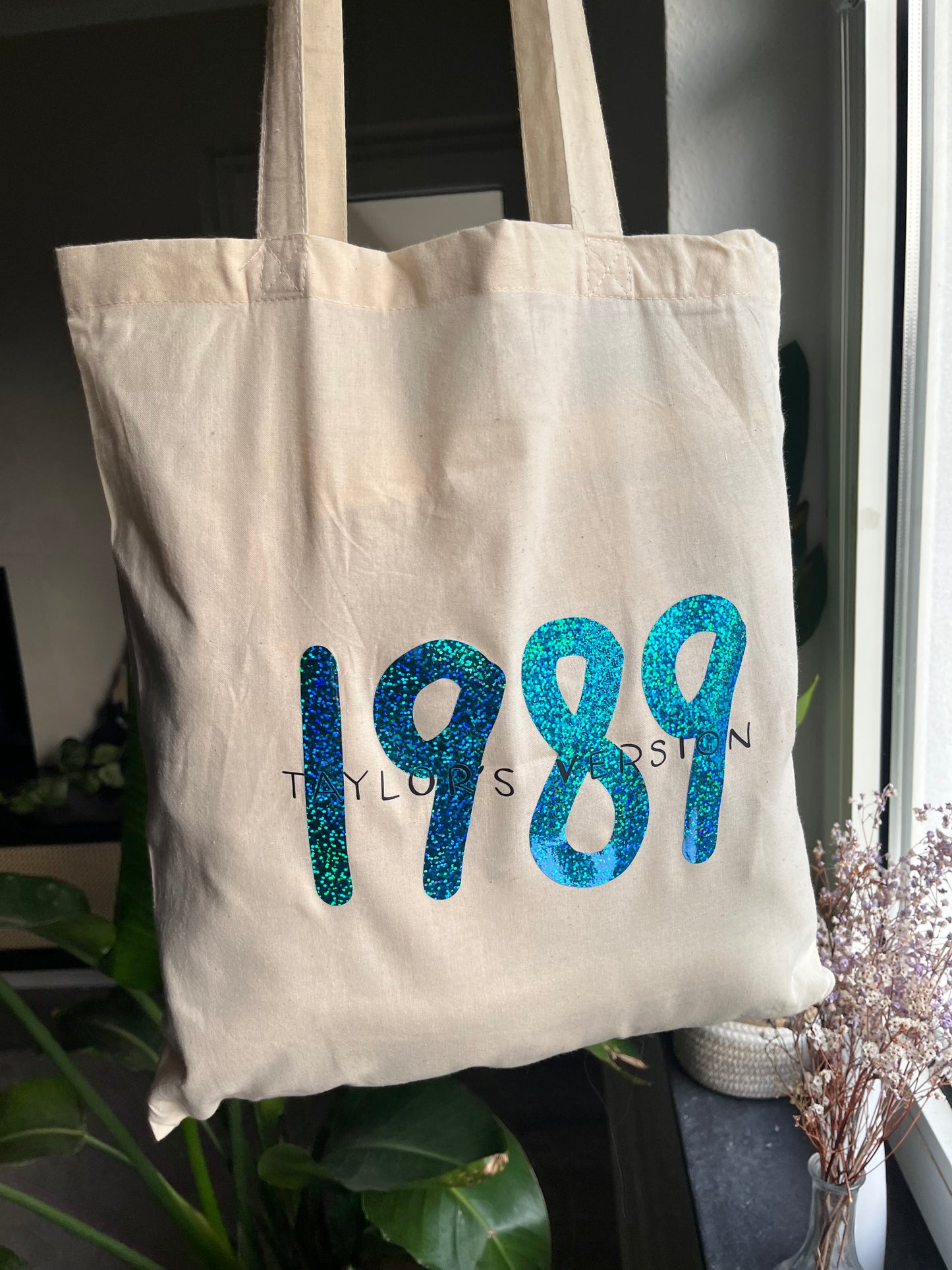 1989 TV glitter tote bag