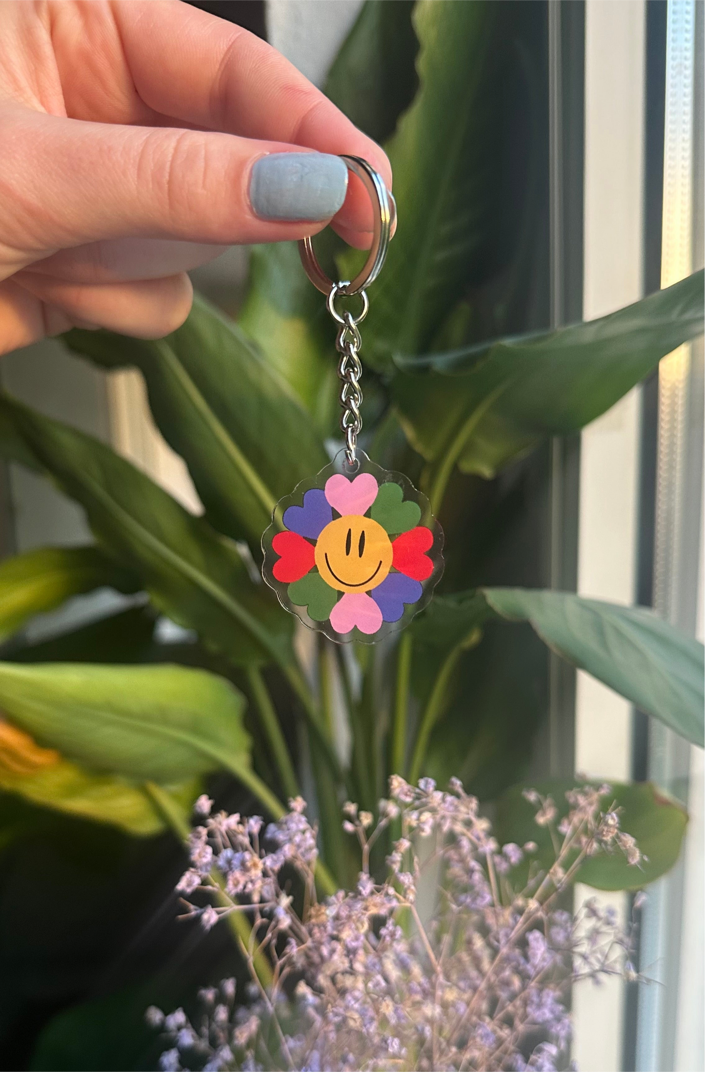 Hello lovers flower keychain