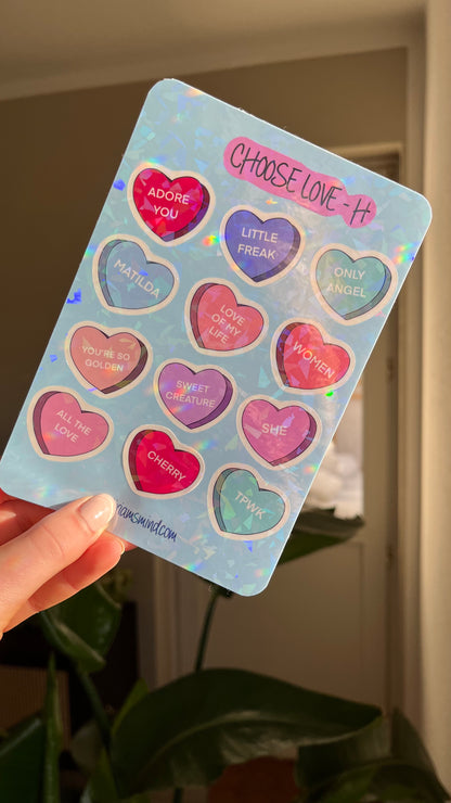 Choose Love glitter sticker sheet